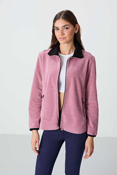 TOMMY LIFE Γυναικείο φούτερ από φλις με άνετη φόρμα με ψηλό γιακά 2 συσκευασιών μαύρο-αποξηραμένο ροζ - 97173