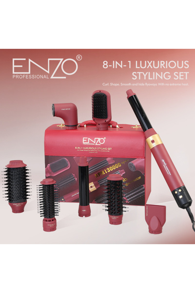 Enzo Professional 8-in-1 Hair Styling Set (1500W, 13000 RPM, Luxury Case)