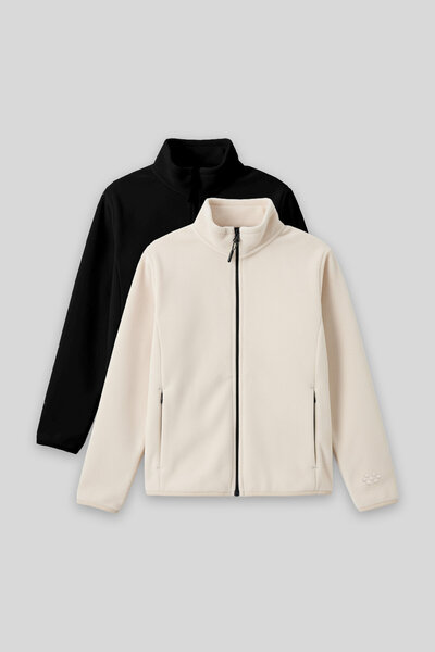 TOMMY LIFE Hanorac din fleece pentru fete, negru-bej, pachet de 2 - 75154