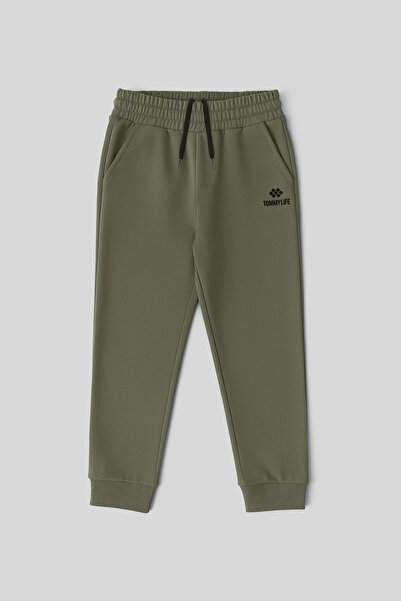TOMMY LIFE Haki Standart Fit Manşetli İnce Erkek Çocuk Eşofman Alt - 11205