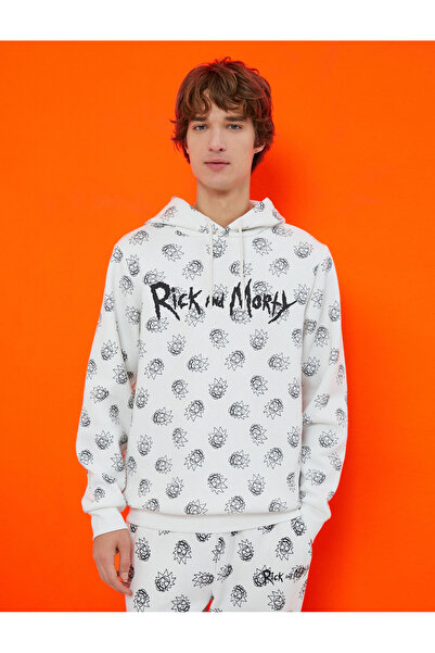 Koton Φούτερ με κουκούλα Rick and Morty επένδυση fleece Αδειοδοτημένο με τύπωμα
