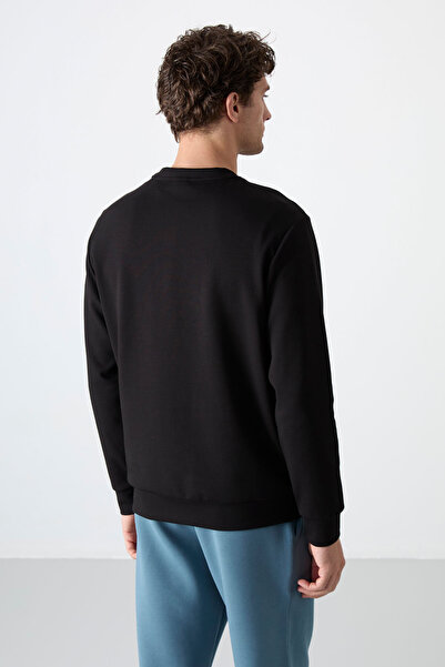 TOMMY LIFE Standard Fit Basic O Neck 2 Pack Black Men's Sweatshirt - 88053