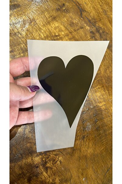 Gönülden Tasarım Fier de călcat imprimat cu transfer de inimă neagră - 11x9 cm