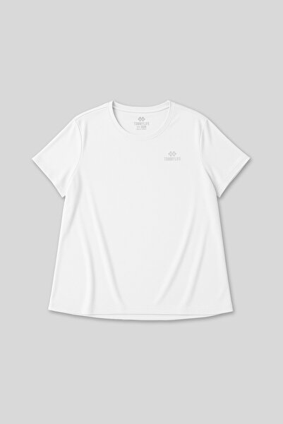 TOMMY LIFE White Printed O-Neck Comfortable Fit Oversized Plus Size Women's T-Shirt - 97308