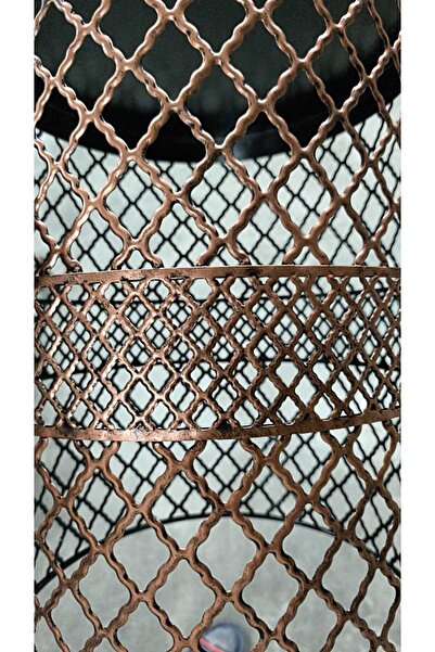 VENON Sehpalı Lambader Rose Elips Siyah Bakır Patine ⭐Gülkurusu Kumaş Şapka ⭐ Metal Gövde Salon Köşe