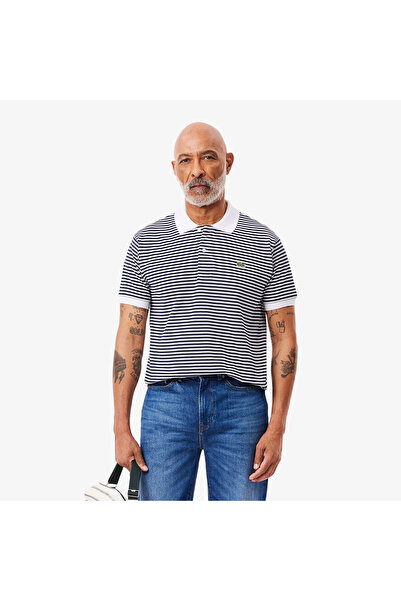 Lacoste L.12.12 Erkek Classic Fit Çizgili Beyaz Polo