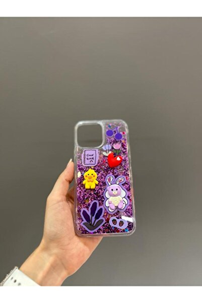 Mi7a Iphone 13 Pro Max Uyumlu Sevimli Sulu Simli Akışkan Tasarım Kılıf