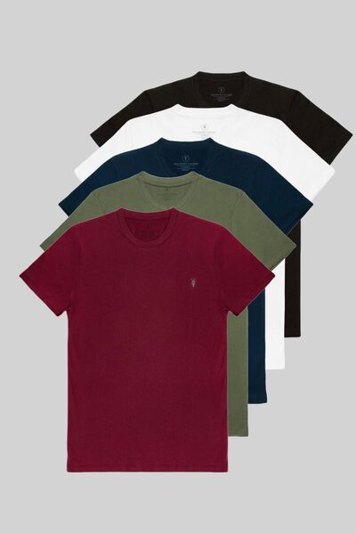 COMBİNE MİCHAİL Pánské 5dílné pohodlné léto 100% bavlna černo-bílá-tmavě modrá-khaki-vínová