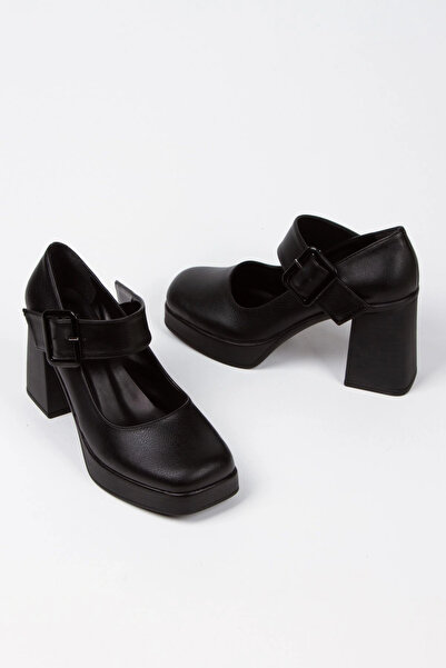 Miss Mitto Жіночі чорні легкі туфлі нового стилю з квадратним носком, високим каблуком, елегантними квадратними застібками та зручною підошвою.