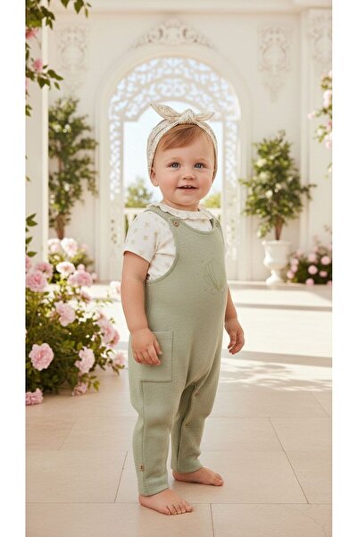 Milk & Muffin Ada Çayı Yeşili Organik Askılı Salopet