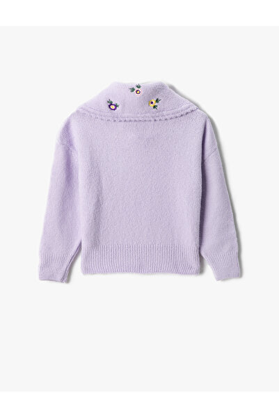 Koton Vyšívaný svetr s copánkovým vzorem, měkký, široký límec