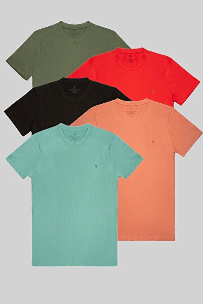 COMBİNE MİCHAİL Ανδρικό μπλουζάκι με λαιμόκοψη 5 τεμαχίων σε πακέτο