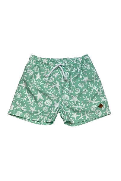 Milk & Muffin erkek çocuk şort mayo bayramlık TURKUAZ ZEMİN DENİZ KABUĞU