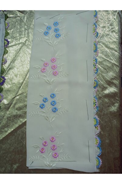 hoaryage Χειροποίητο Κέντημα Κεντημένο με βελόνα Κέντημα Προσευχής Κάλυμμα Προίκα Mevlit Hijab Crepe Ύφασμα 145x75 εκ.