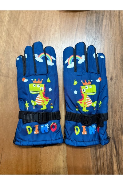 Blotch قفازات تزلج وثلج للأطفال مبطنة باللون الأزرق الداكن مقاومة للماء على ش...