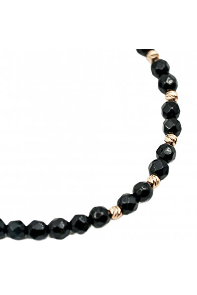 MANAVA Bracelet with 6 14k Gold balls and faceted black onyx