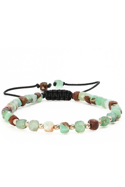 MANAVA Brățară cu 10 bile de Aur 14k și crizoprază și bronzit