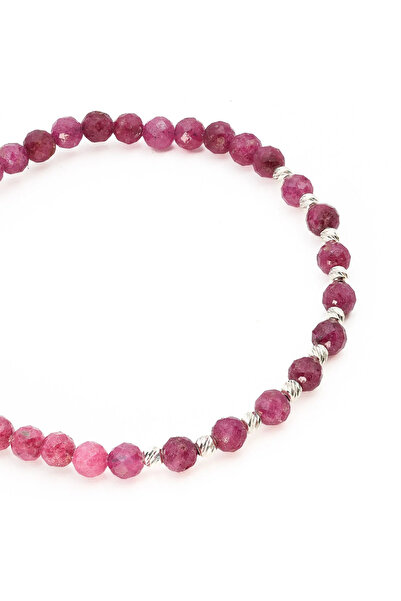 MANAVA Bracelet with 12 925 Silver balls and ruby