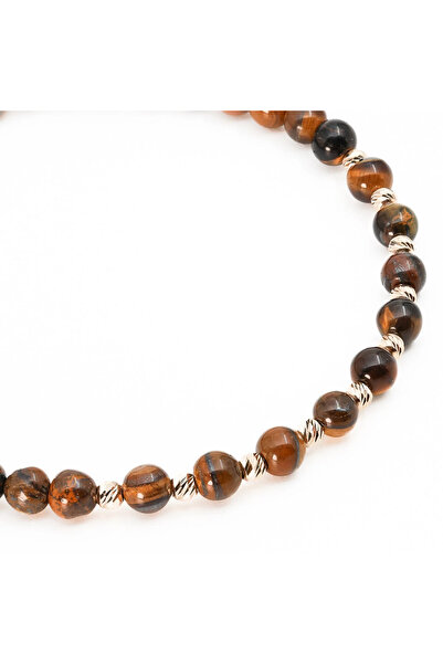 MANAVA Bracelet with 10 balls in 14k gold and tiger's eye