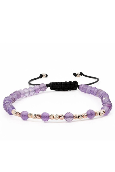 MANAVA Brățară cu 17 bile de Aur 14k și ametist