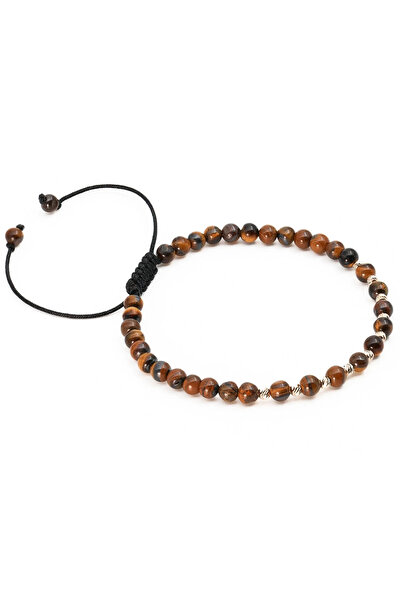 MANAVA Bracelet with 10 balls in 14k gold and tiger's eye