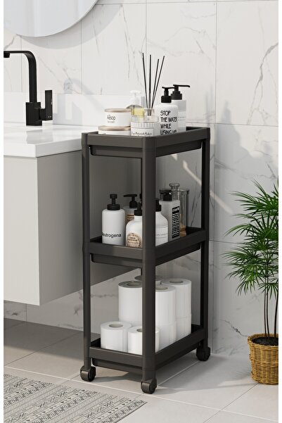 Online Home Market PEGGY 3 Katlı Tekerlekli Raf Ünitesi –Çok Amaçlı Mutfak Er...
