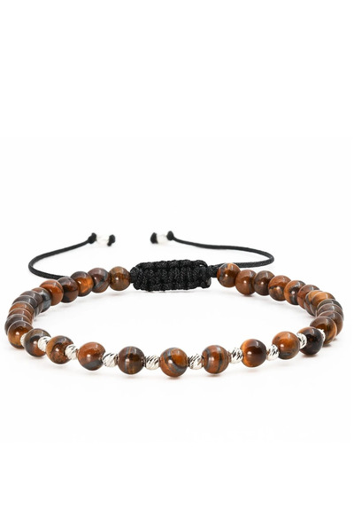 MANAVA Βραχιόλι με 12 ασημένιες μπάλες 925 και μάτι τίγρης