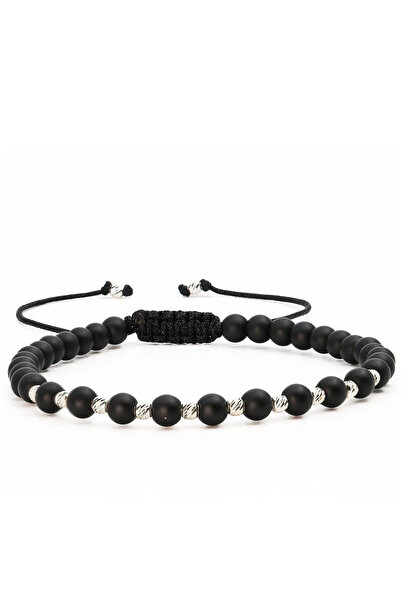 MANAVA Βραχιόλι με 12 μπάλες από ασήμι 925 και ματ όνυχα