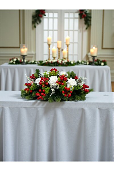 NEŞELİ ÇİÇEKLER Floare artificială Ornament de masă de Crăciun 45x30cm Nuntă ...