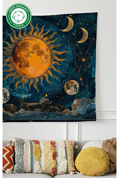 MOSHEYA HOME Renkli Güneş Desenli Sanatsal Duvar Halısı – Canlı Baskı, Yüksek...