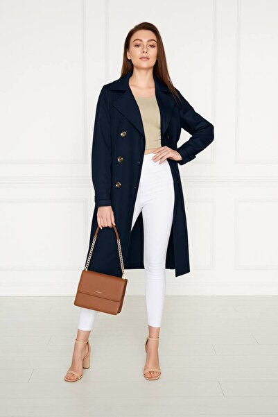 comstar Astarsız Cepli Düğmeli Kuşaklı Yazlık Trenç