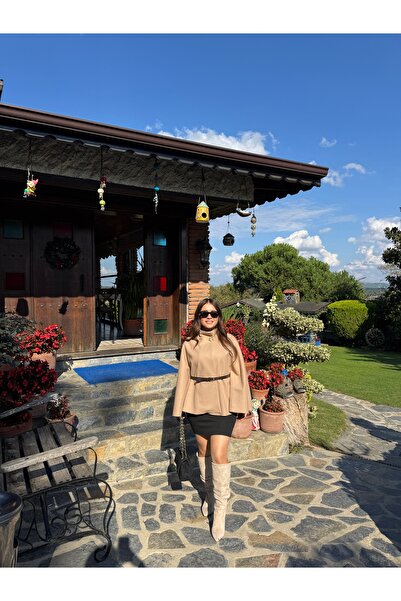 STRENGTH WEAR Açık Camel Kemerli Gold Tokalı Panço