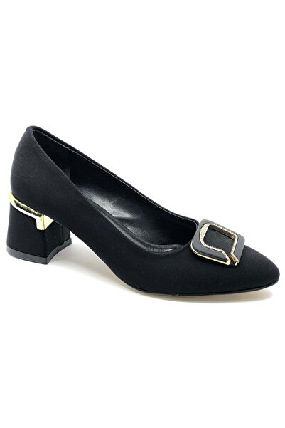 KCMN Feles square buckle detailed high heeled women's shoes black