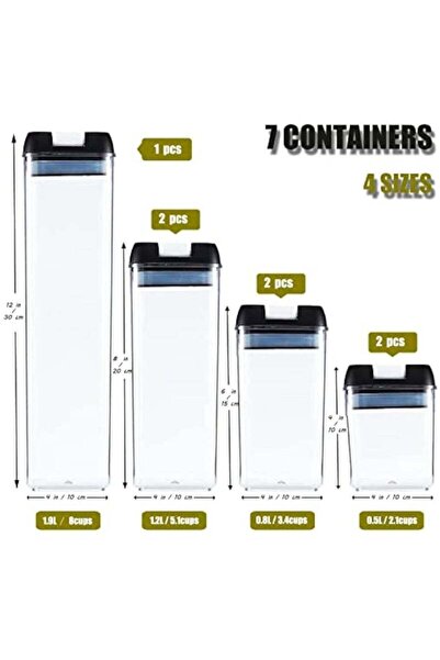 Yelajoy 7-piece food storage jar set, safe and durable, BPA-free, with sealing button, suitable for cereal