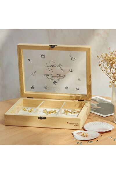 Hediyesepeti İsme Özel Ahşap Takı Kutusu - Kişiye Özel Aksesuar Kutusu