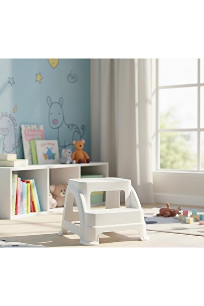 Righton Merdivo BEYAZ Basamaklı Tabure Merdiven Kamp Ev Bahçe Tabure Çocuk wc Tabure