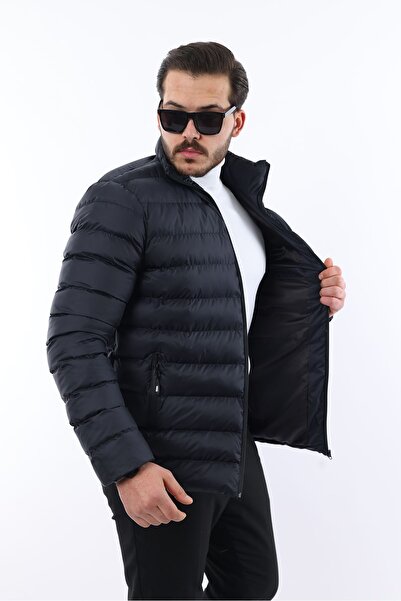 comstar Men's Trendy Zippered Stylish Navy Blue Puffer Jacket