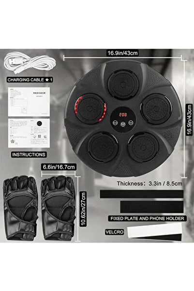 Generic Wall Mounted Music Boxing Training Machine with Gloves, Bluetooth Sensor Target Boxing Pads