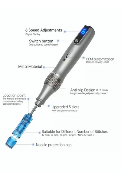 Dr.Pen قلم دكتور بن M8S اللاسلكي للوخز بالإبر الدقيقة مع 8 خراطيش