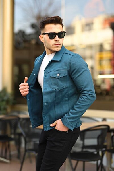 comstar Pánské Trend Polo Neck Slim Fit Denim Jeans Indigo Jeans Jacket
