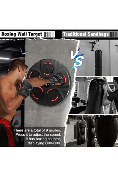 Generic Wall Mounted Music Boxing Training Machine with Gloves, Bluetooth Sensor Target Boxing Pads