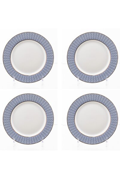 HIC Porcelain Desert Plates 4 Piece With Blue And Gold Design 20 cm