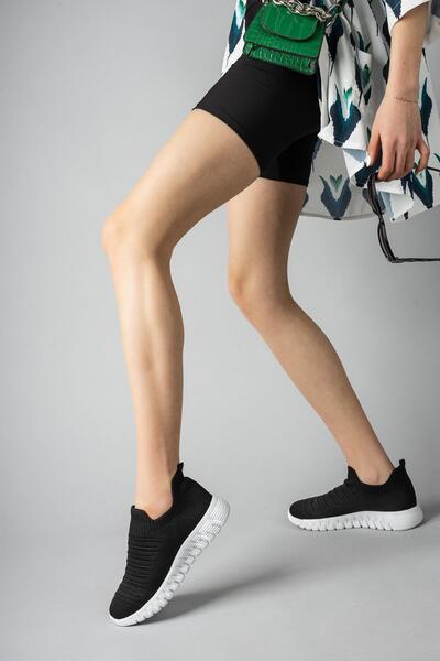 Nesil Shoes DVM 505 Crno-bela pletena odjeća za žene Patike s