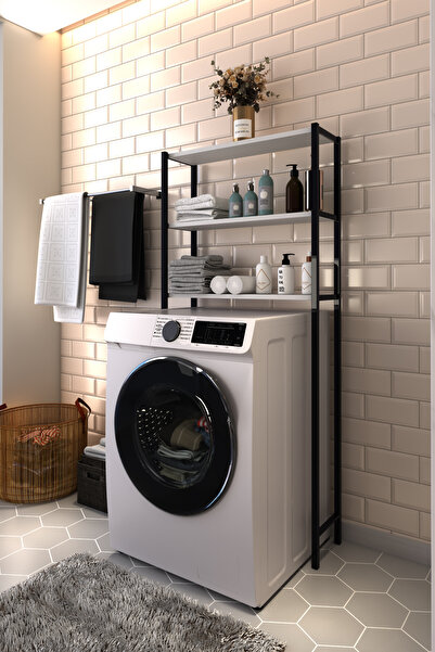 Alibo Çamaşır Makinası Üstü Düzenleyici Raf Beyaz 3 Raflı Banyo Düzenleyici