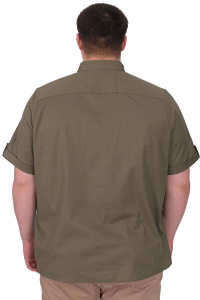 ModeXL Mode XL Ανδρικό πουκάμισο μεγάλου μεγέθους με διπλό κάλυμμα τσέπης Gabardine U25601 Khaki