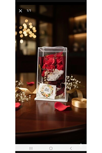 YASİMA باقة ورد ذهبية حمراء مكونة من 9 وردات مع ترتيبات سيبسو لعيد الحب ويوم المعلم، باقة هدايا ورد في علبة خاصة