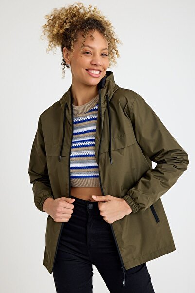 comstar Women's Lined Water Resistant Hooded Pocket Raincoat