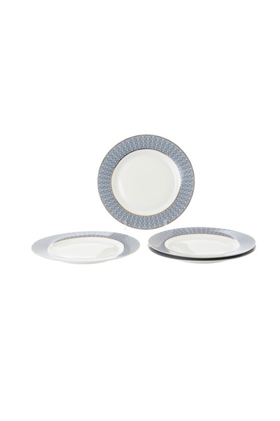 HIC Porcelain Desert Plates 4 Piece With Blue And Gold Design 20 cm