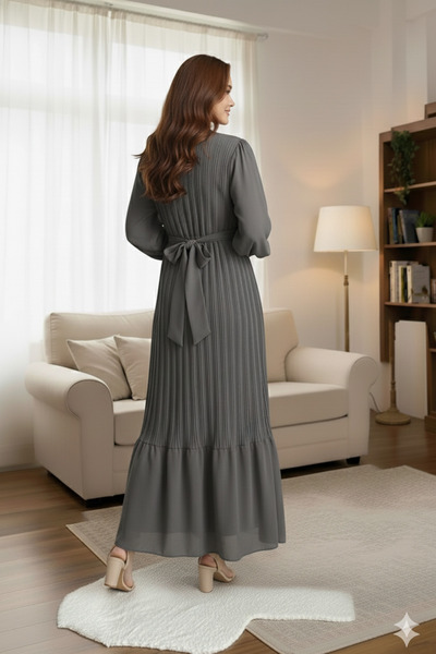 CYM Butik Pleated Chiffon Hijab Dress