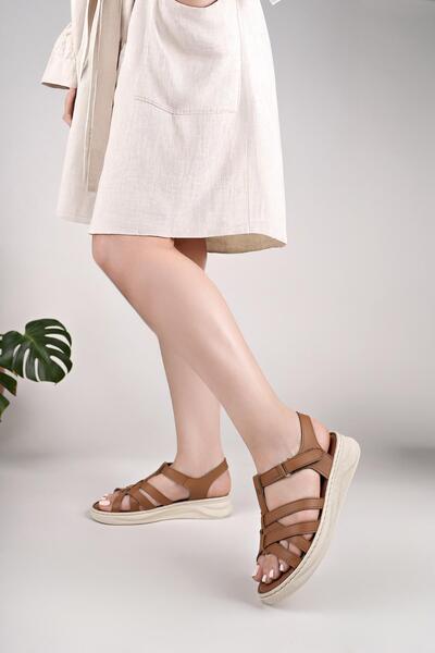 Nesil Shoes Sandale de damă Bell 25159 Tan Anatomical